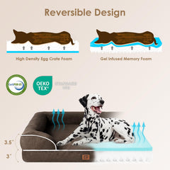 EHEYCIGA orthopedic dog bed with egg-crate foam layer for even pressure distribution.