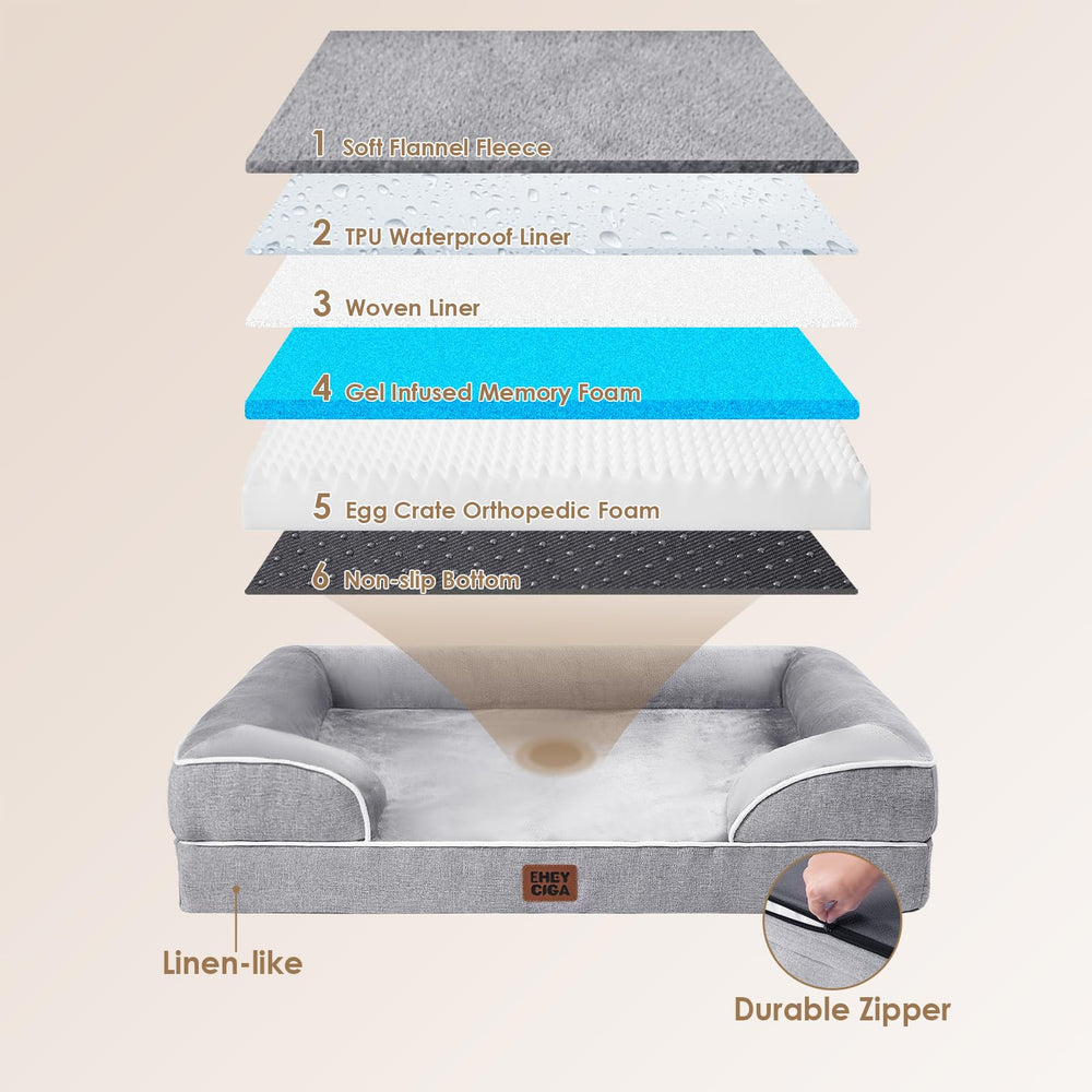 EHEYCIGA orthopedic dog bed fleece surface provides a soft sleeping space