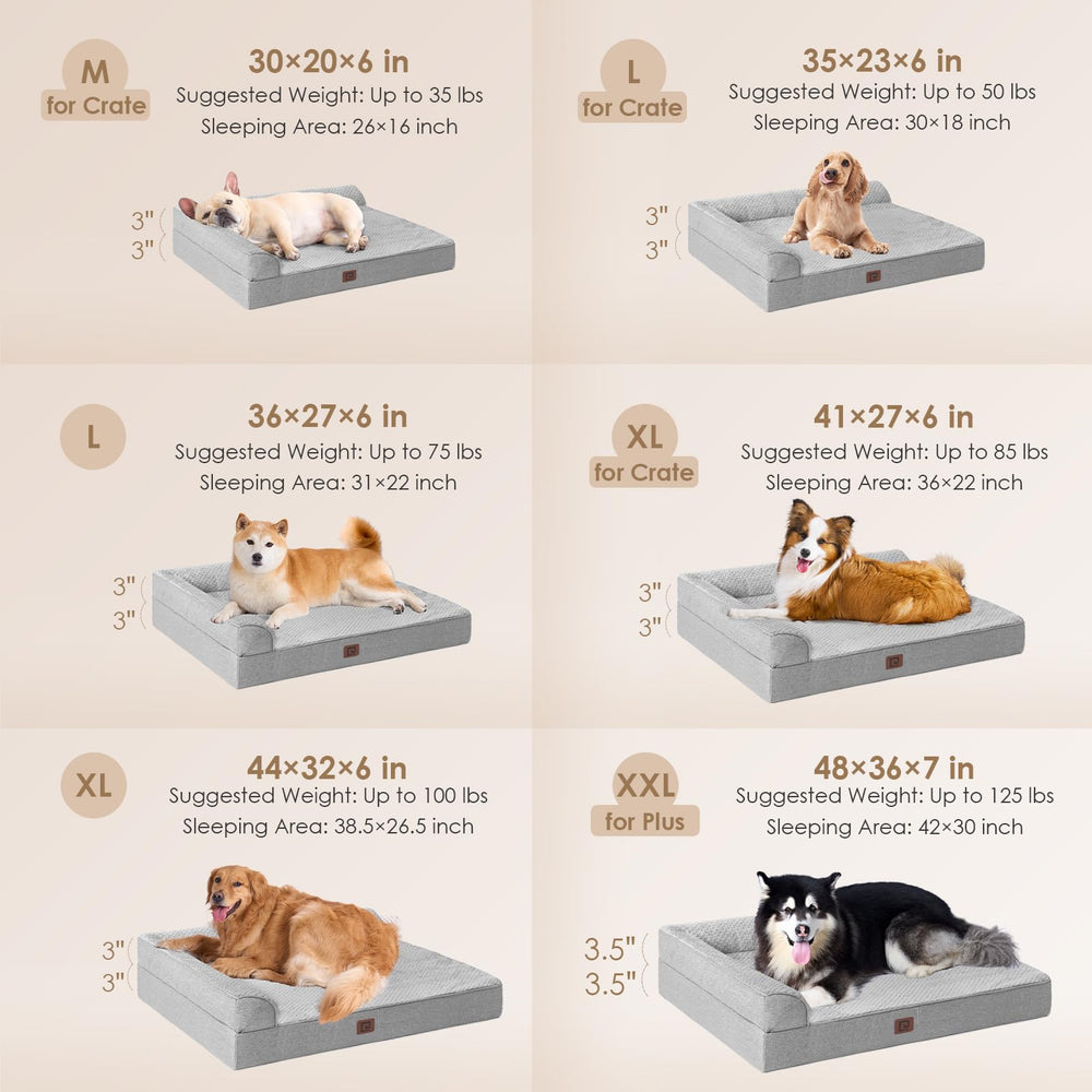 EHEYCIGA orthopedic dog bed with L-shaped neck support for restful sleep