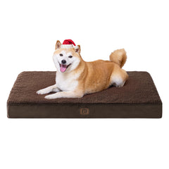 EHEYCIGA orthopedic dog bed large brown top view for plush comfort and all-day support.