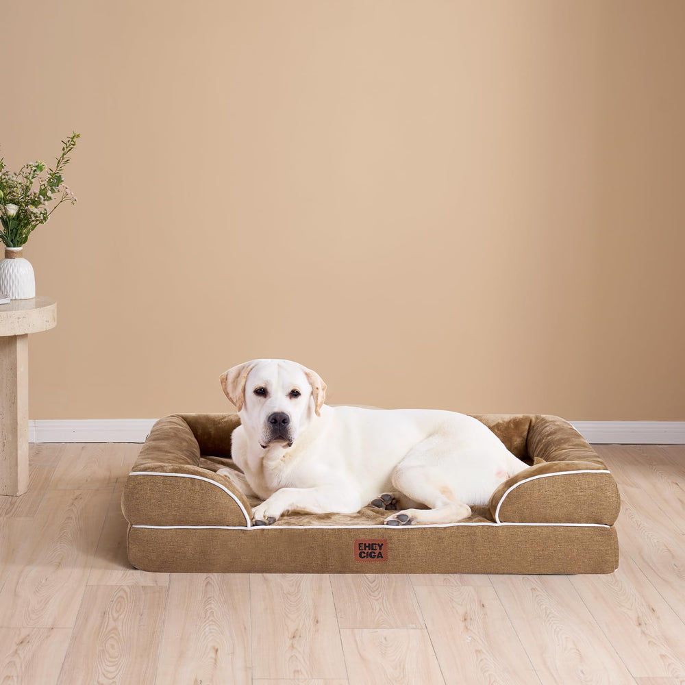 EHEYCIGA orthopedic dog bed large expanded setup demonstrates quick, easy setup after unpacking.