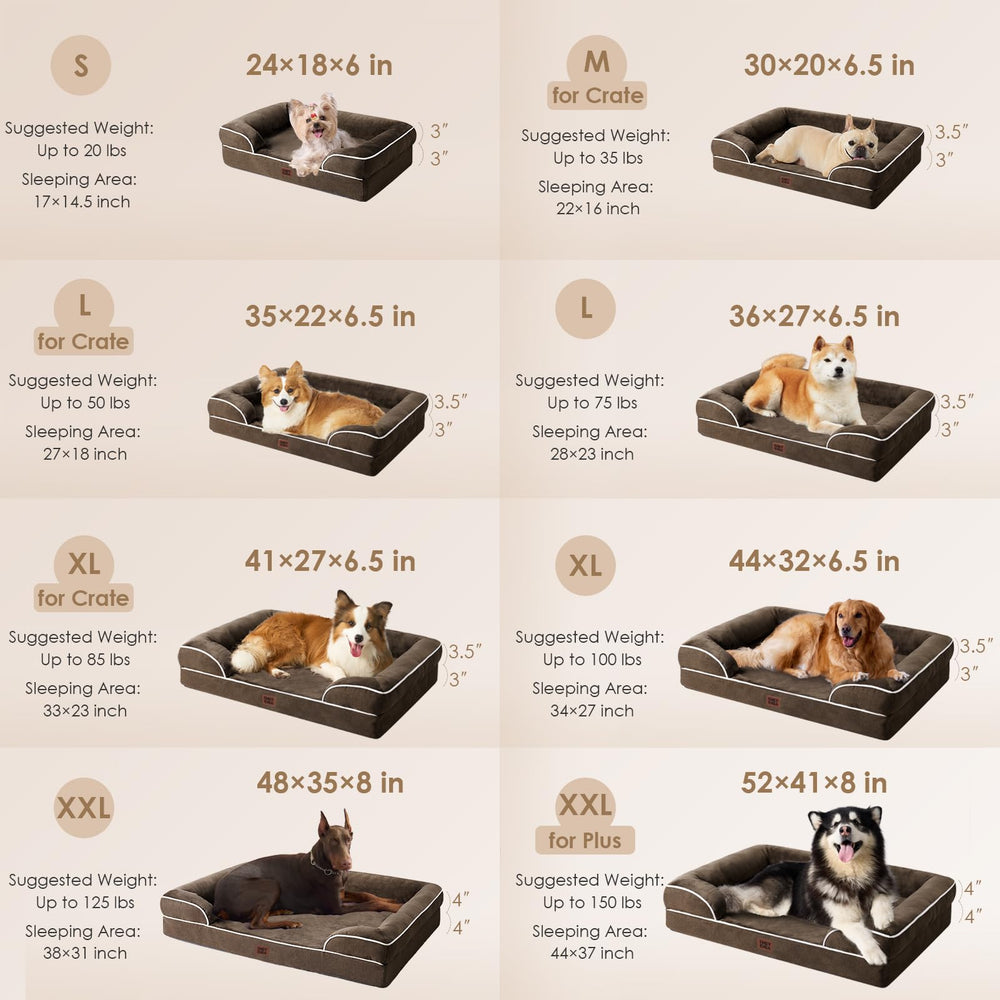 EHEYCIGA orthopedic dog bed side bolster supporting neck and head
