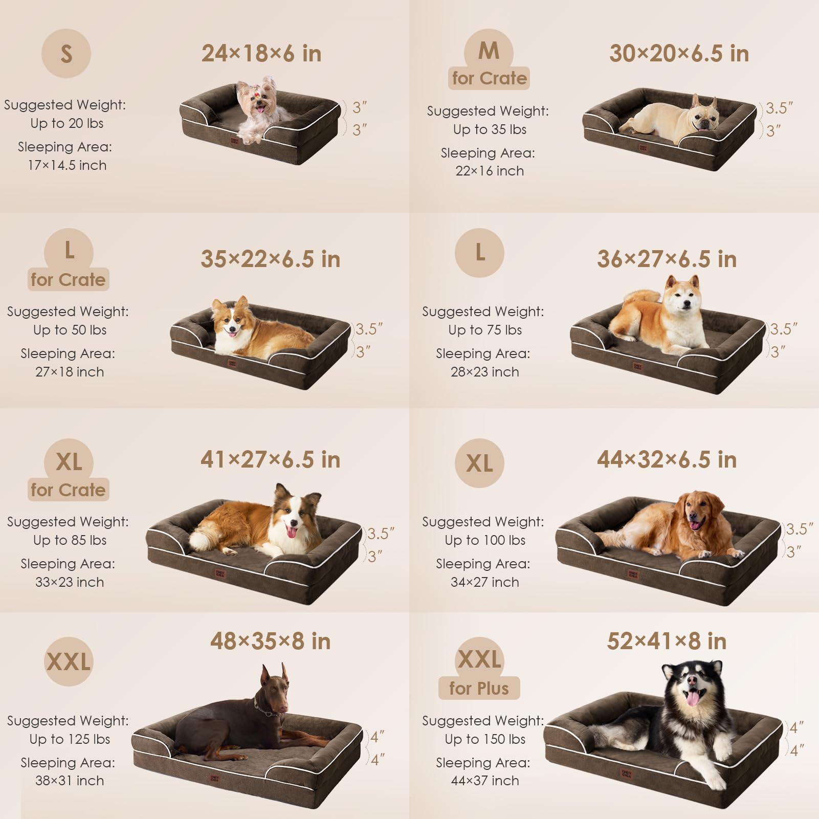 EHEYCIGA dog bed with side bolsters offering neck and head support