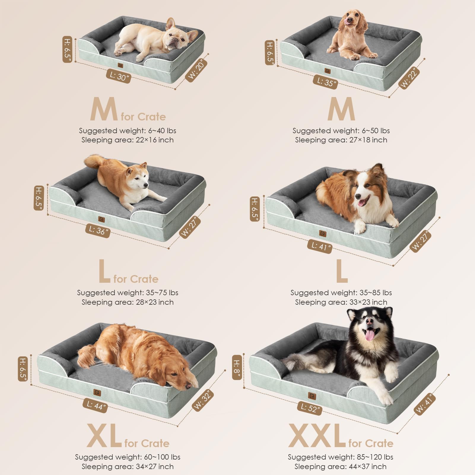 EHEYCIGA orthopedic dog bed soft fleece top invites snuggling