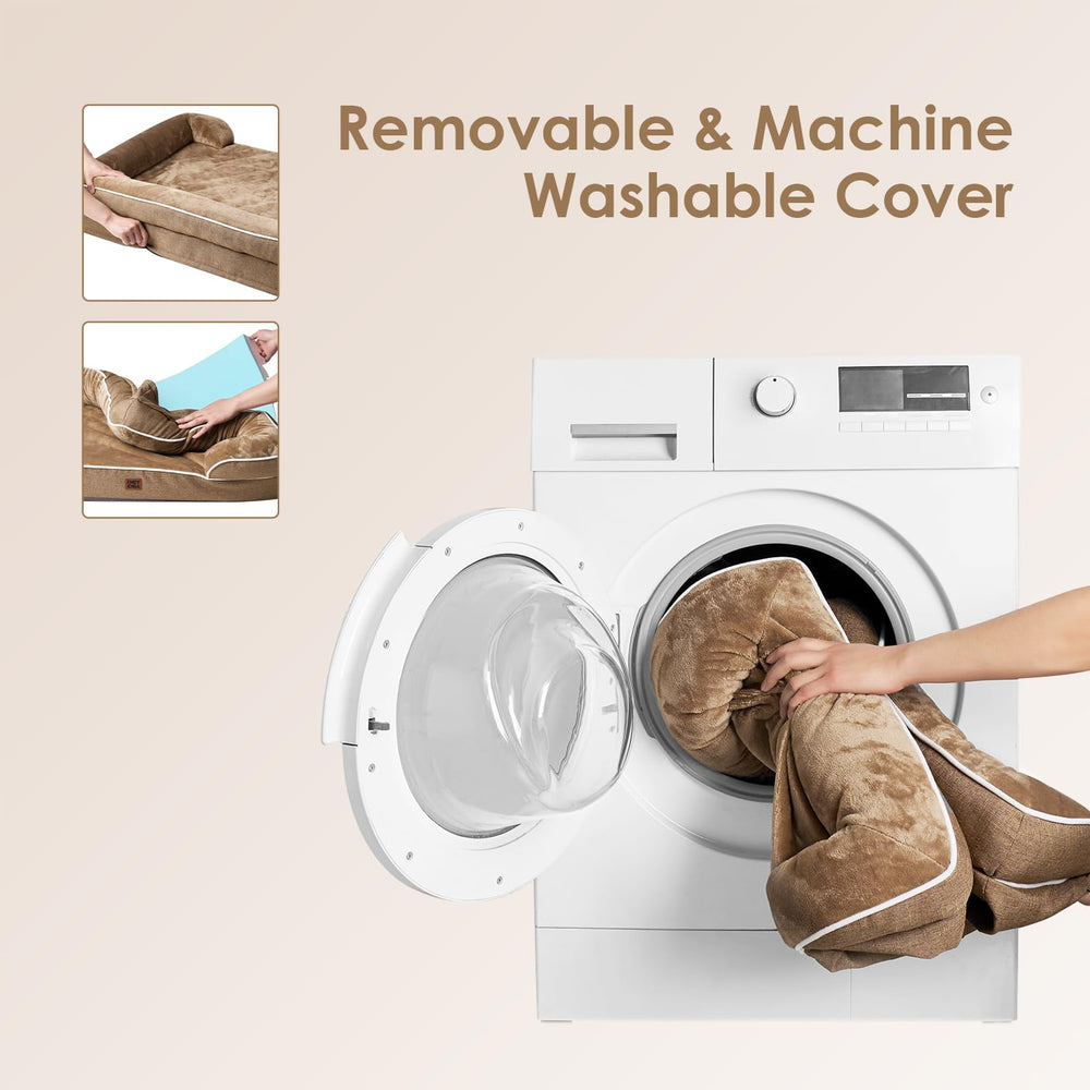 EHEYCIGA orthopedic dog bed washable cover with zipper for easy cleaning.