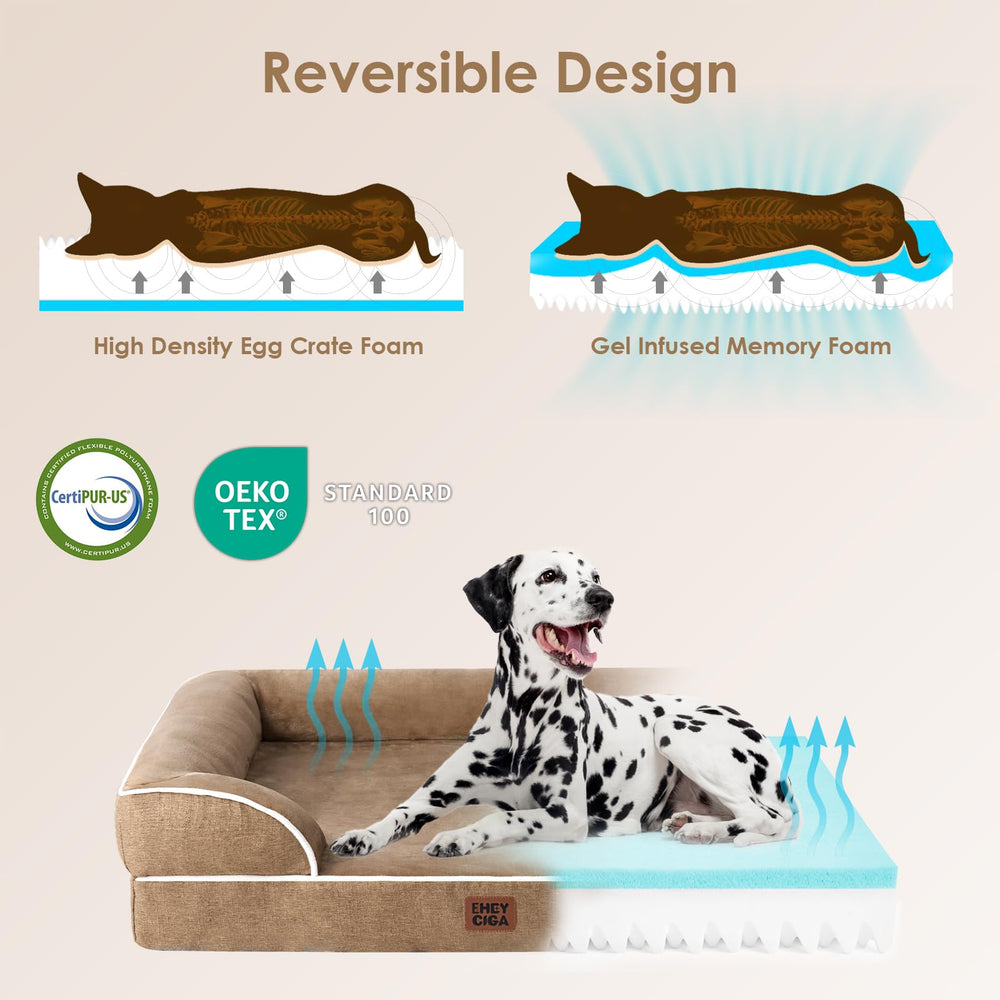 EHEYCIGA orthopedic dog bed waterproof cover layer helps keep the sleeping area dry.