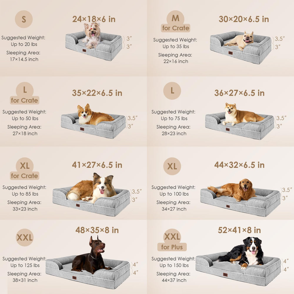 EHEYCIGA orthopedic dog bed waterproof-cover keeps moisture out, easy cleanup