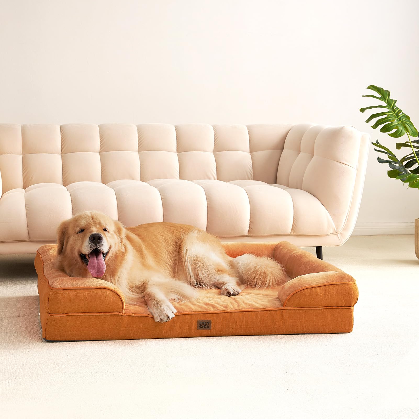 EHEYCIGA orthopedic dog bed XL expansion after unpacking completes in 24-48 hours.