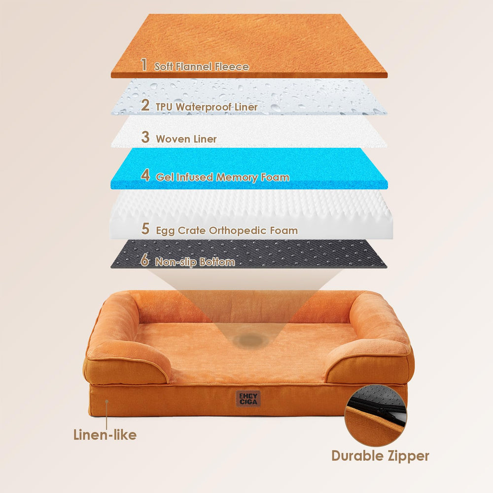 EHEYCIGA orthopedic dog bed XL non-slip bottom for secure placement on floors.