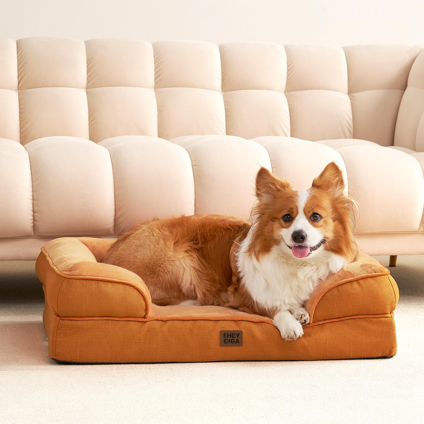 EHEYCIGA orthopedic dog bed XL room setup fits home decor and pet comfort.