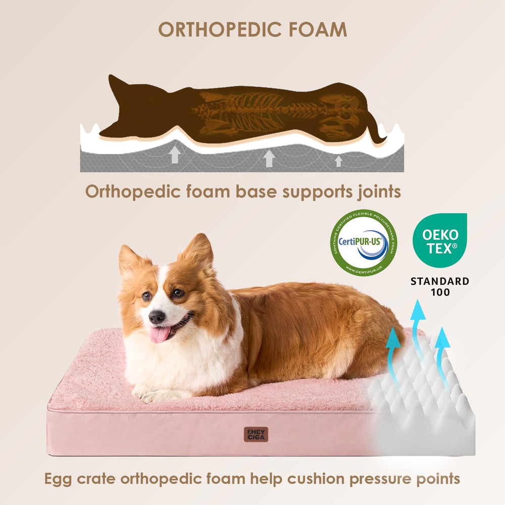 EHEYCIGA orthopedic XL bed removable cover closeup showing easy cleaning