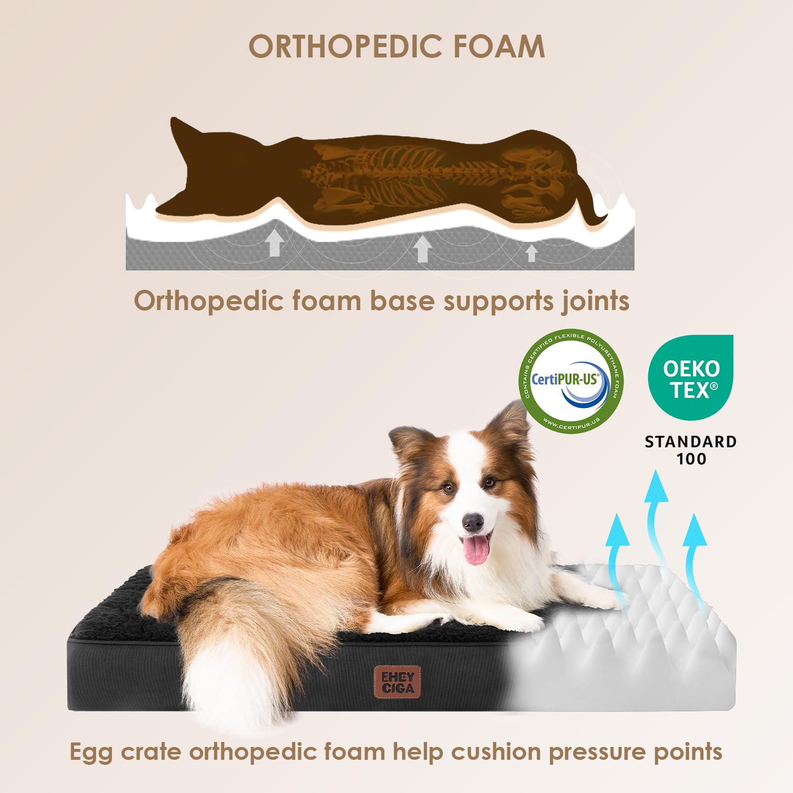 EHEYCIGA orthopedic XL bed removable cover for easy cleaning