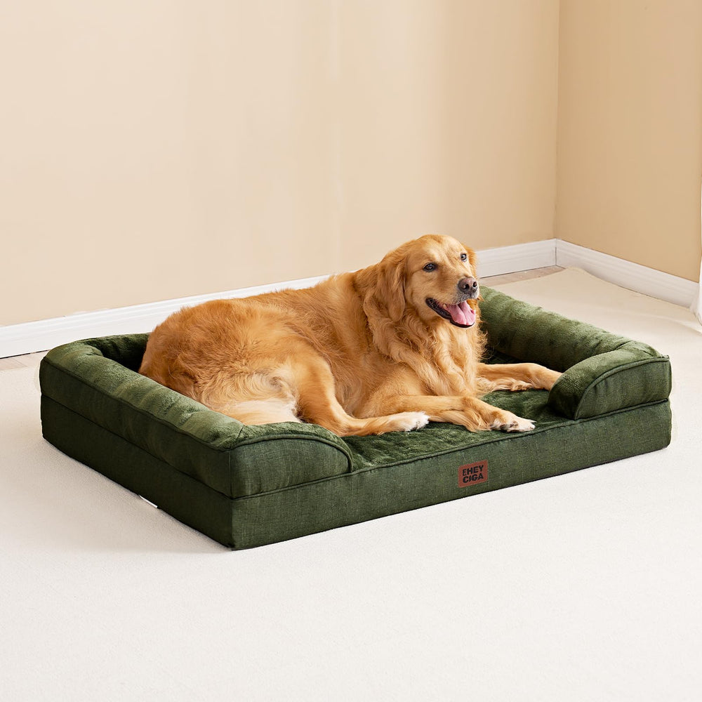 EHEYCIGA orthopedic XL dog bed dark green blends with home decor