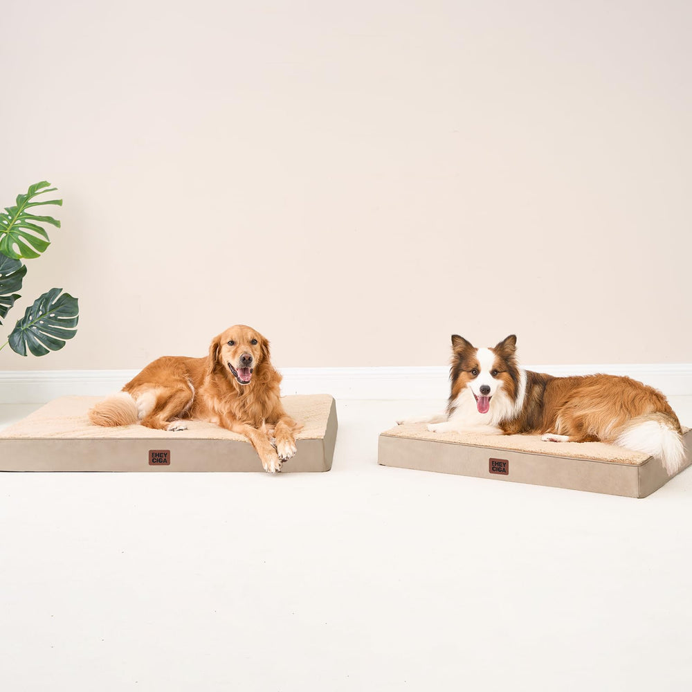 EHEYCIGA orthopedic XL dog bed khaki color blends with home decor