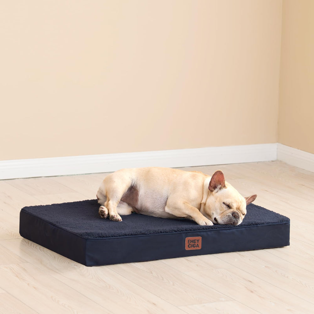 EHEYCIGA bed in navy complements decor and crate setups.