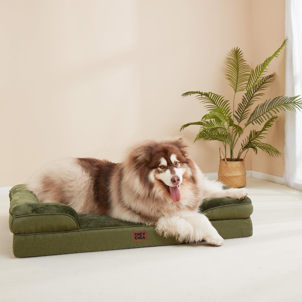 EHEYCIGA orthopedic XL dog bed olive-green color fits stylishly in homes