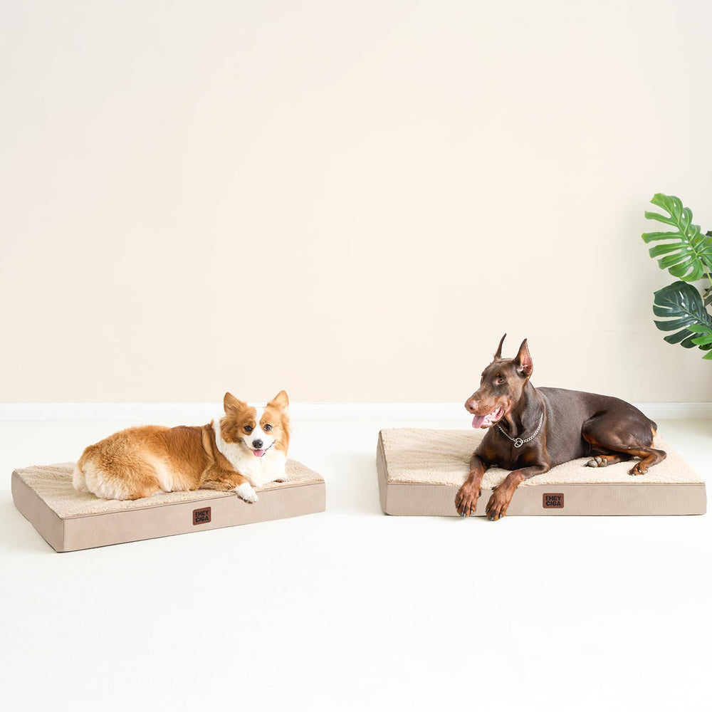 EHEYCIGA orthopedic XL dog bed on floor highlights stable resting surface