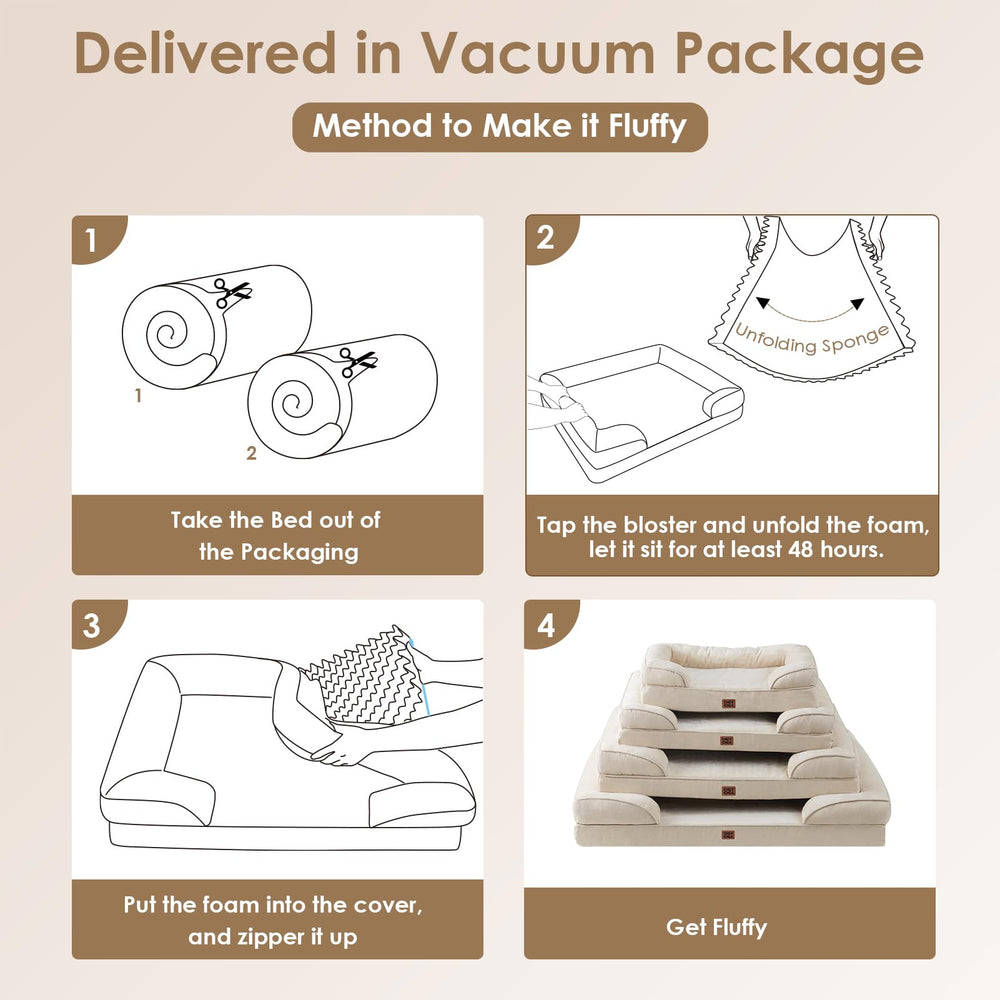 EHEYCIGA orthopedic XL dog bed removable-cover convenient machine-washable cover for easy cleanup.
