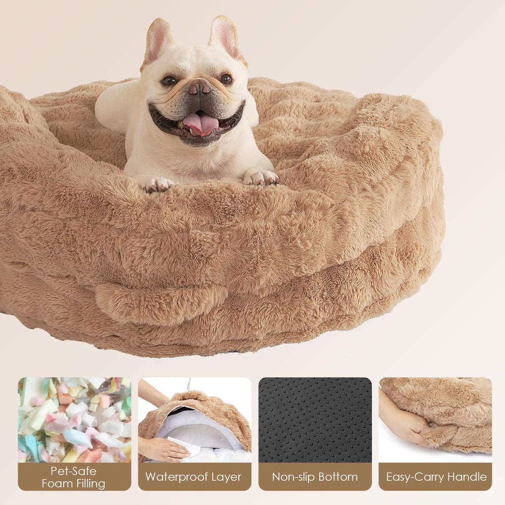 EHEYCIGA small dog bed camel non-slip-base – stable footing on smooth floors.
