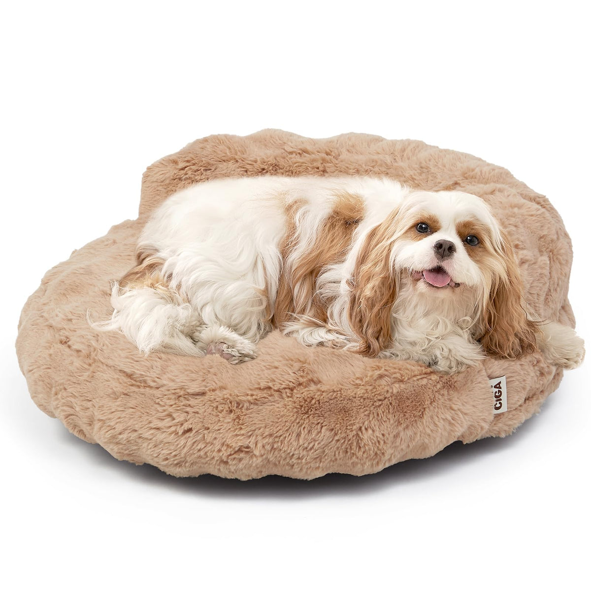 EHEYCIGA small dog bed camel overview – plush, cloud-like support for cozy naps.