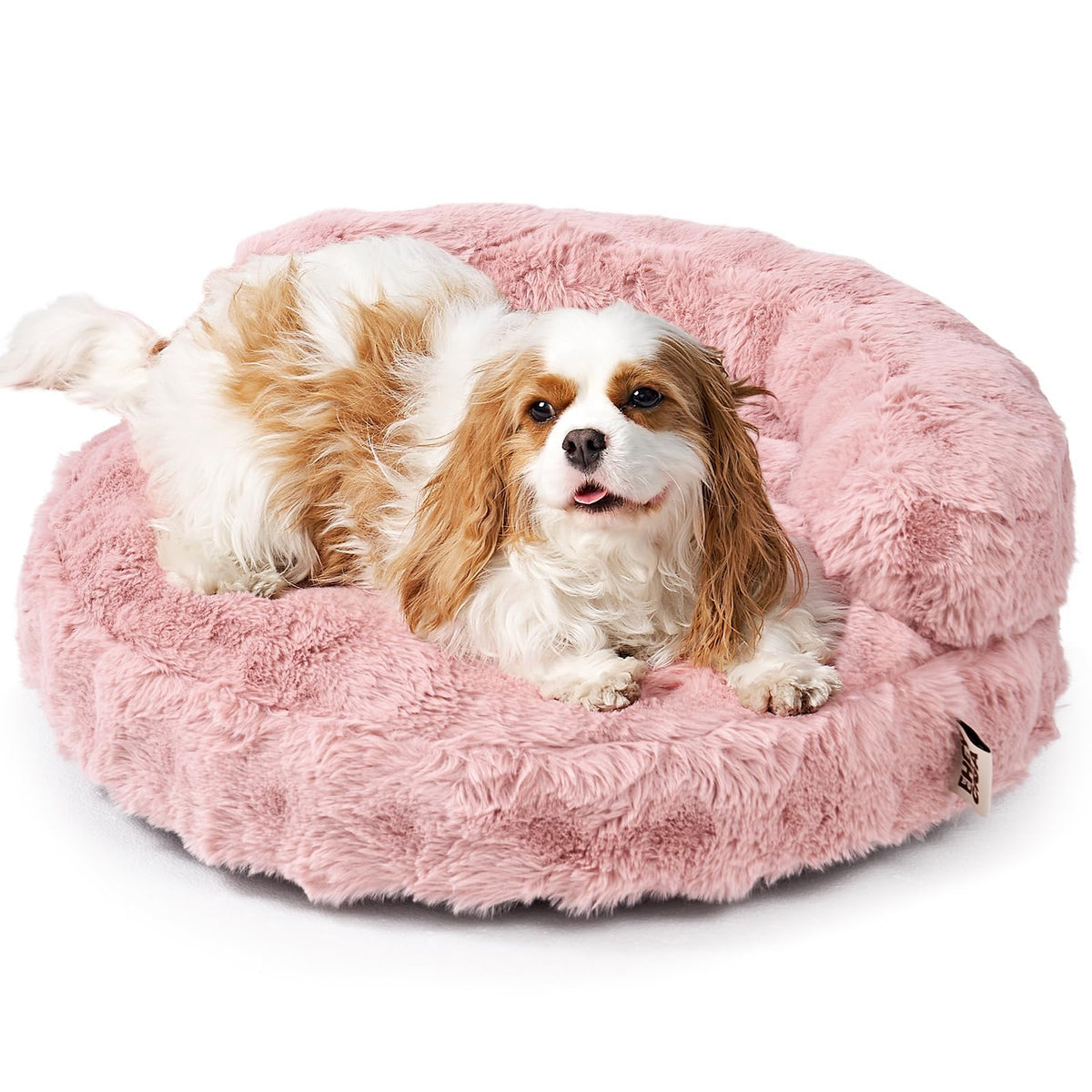 EHEYCIGA small-dog-bed with faux rabbit fur pink offers cozy nap space.