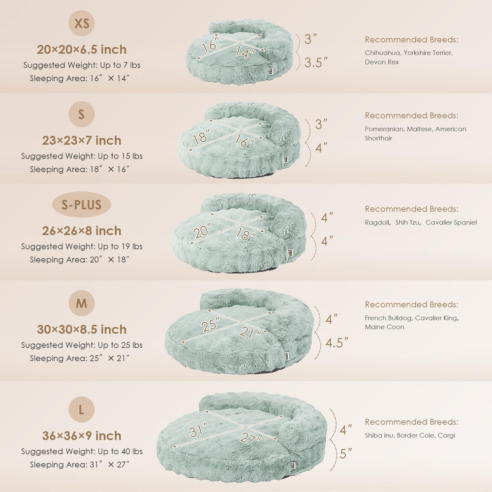 EHEYCIGA small dog bed sage green side view showing secure placement.