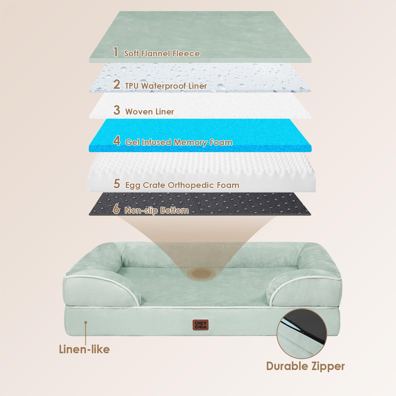 EHEYCIGA soft fleece sleeping surface invites cozy resting for medium dogs.