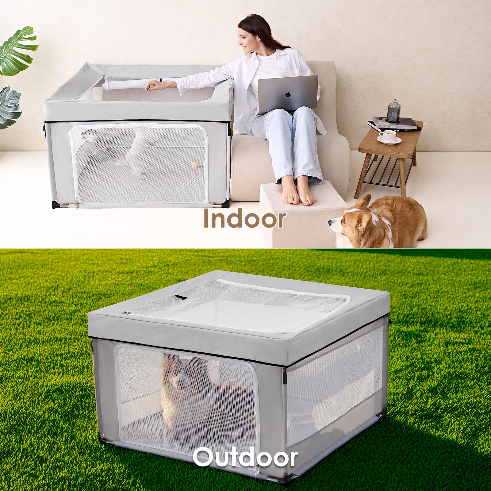 EHEYCIGA stainless steel frame provides a durable structure for pets.
