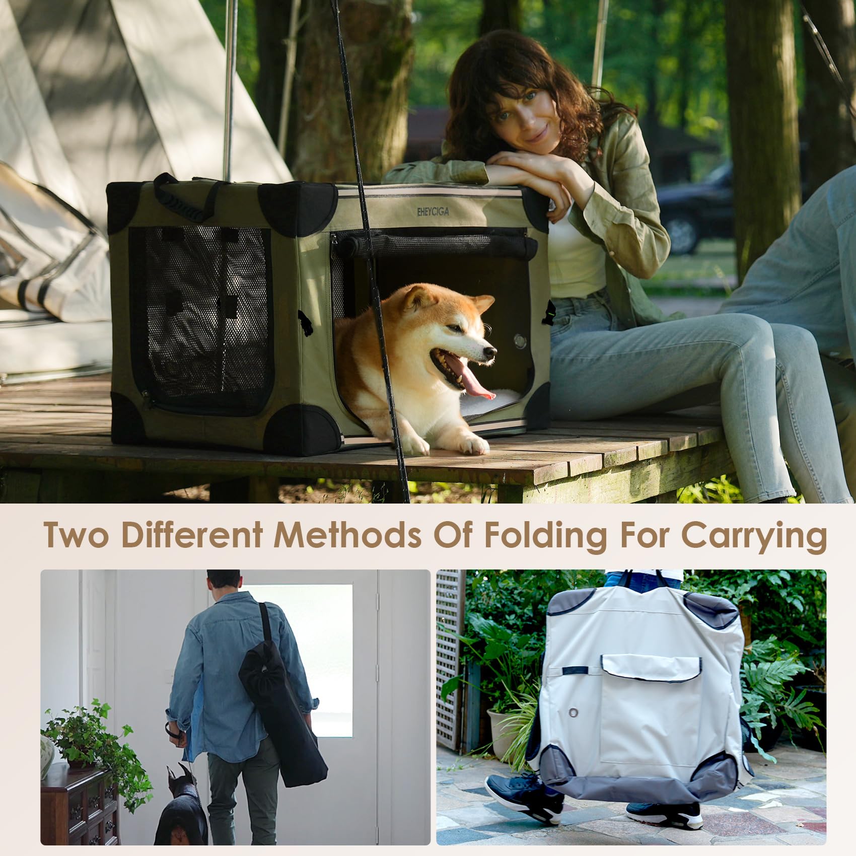 EHEYCIGA collapsible crate includes storage pouch and reflectors for safety.