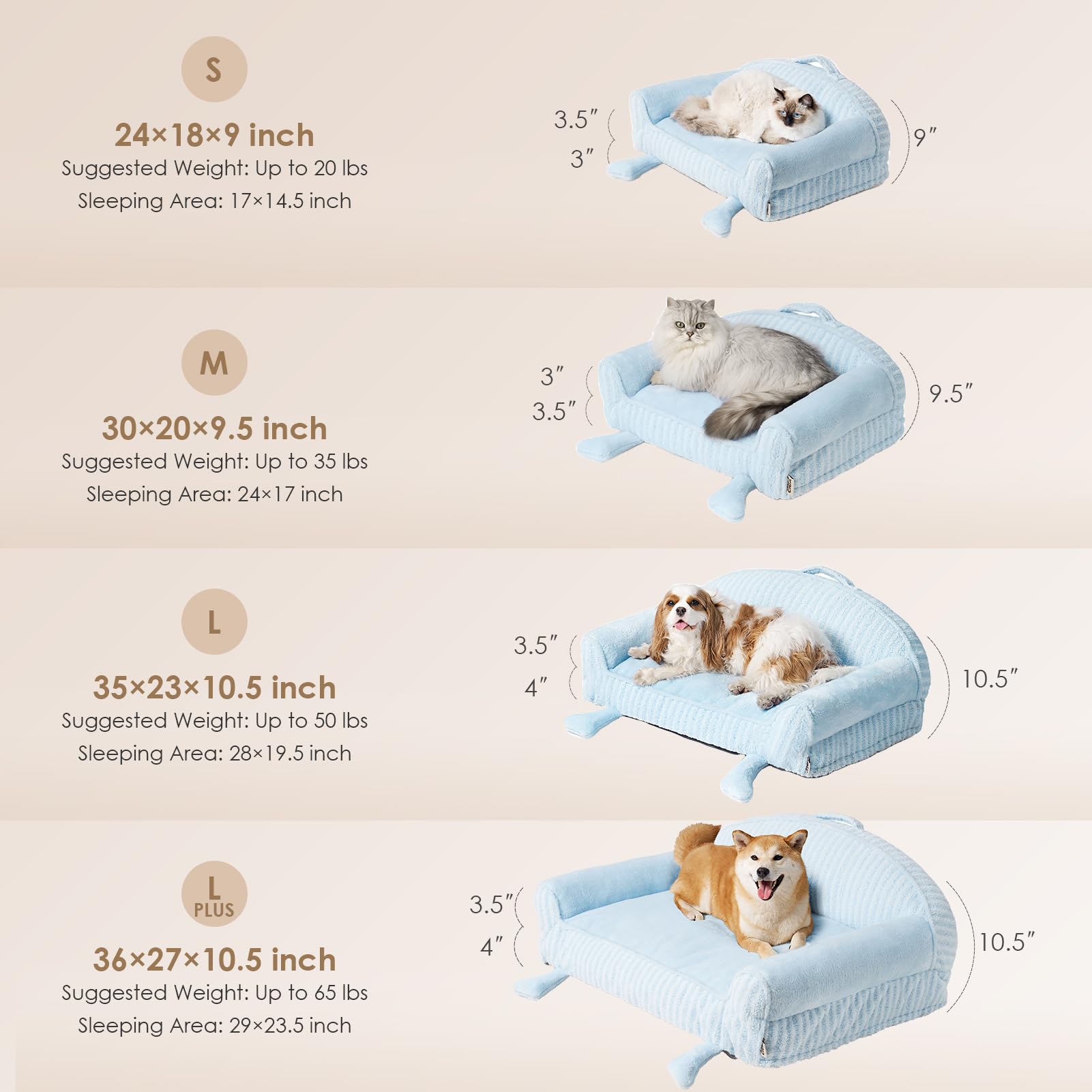 EHEYCIGA striped cat couch with memory foam for cozy naps.