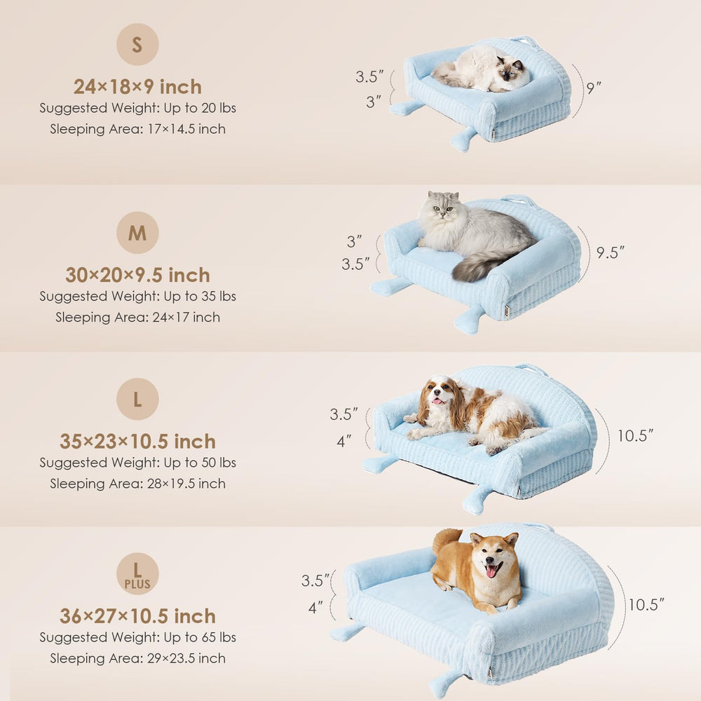 EHEYCIGA striped cat couch with memory foam for cozy naps.