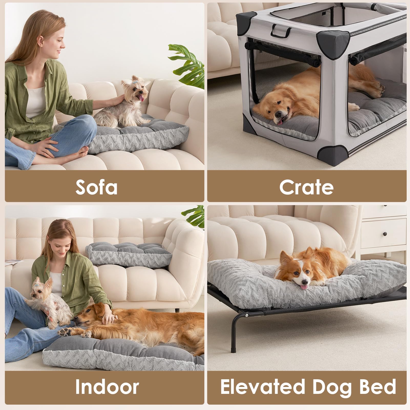 EHEYCIGA dog bed features ventilated linen-like fabric for breathable comfort