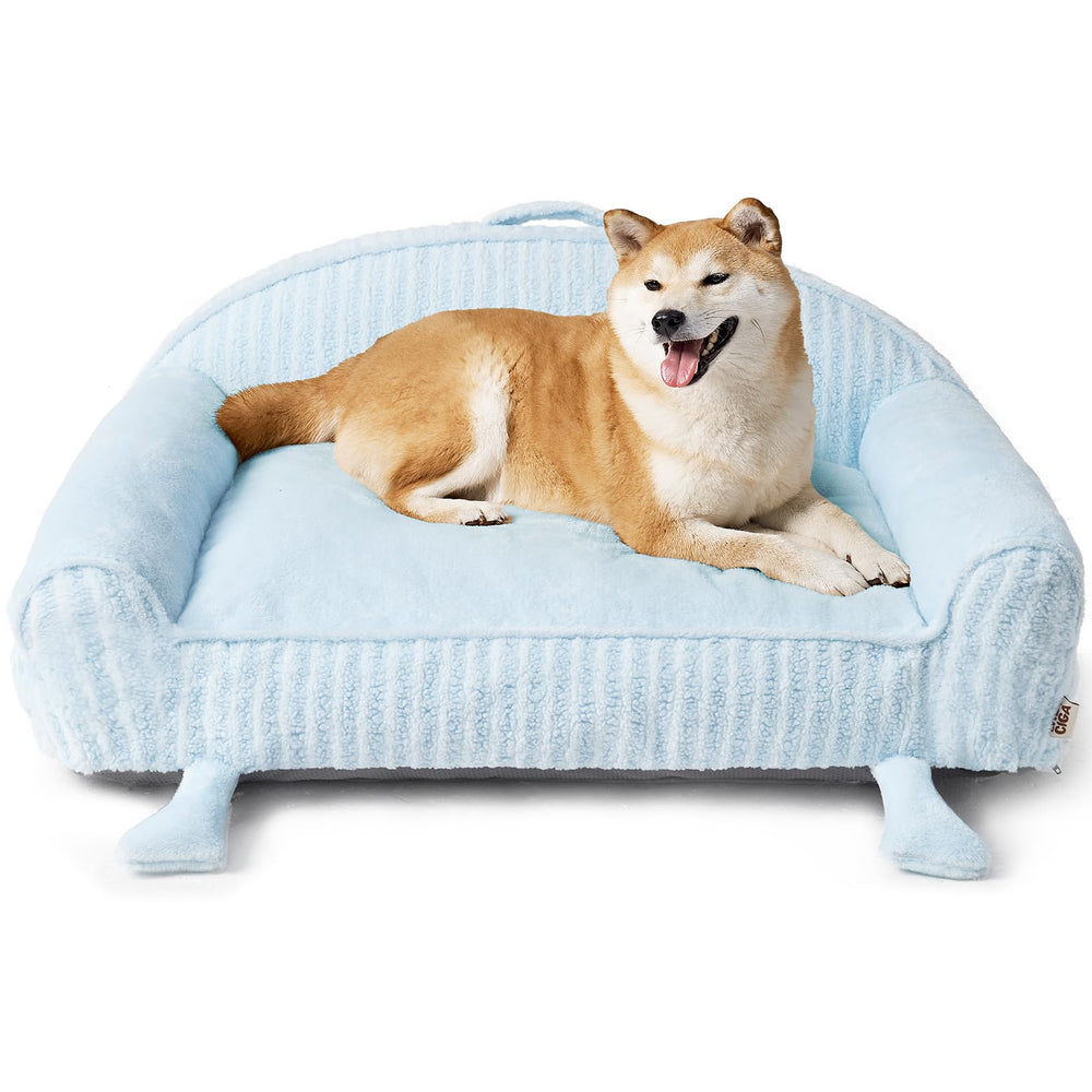 EHEYCIGA 36-inch blue striped washable dog bed for large dogs.