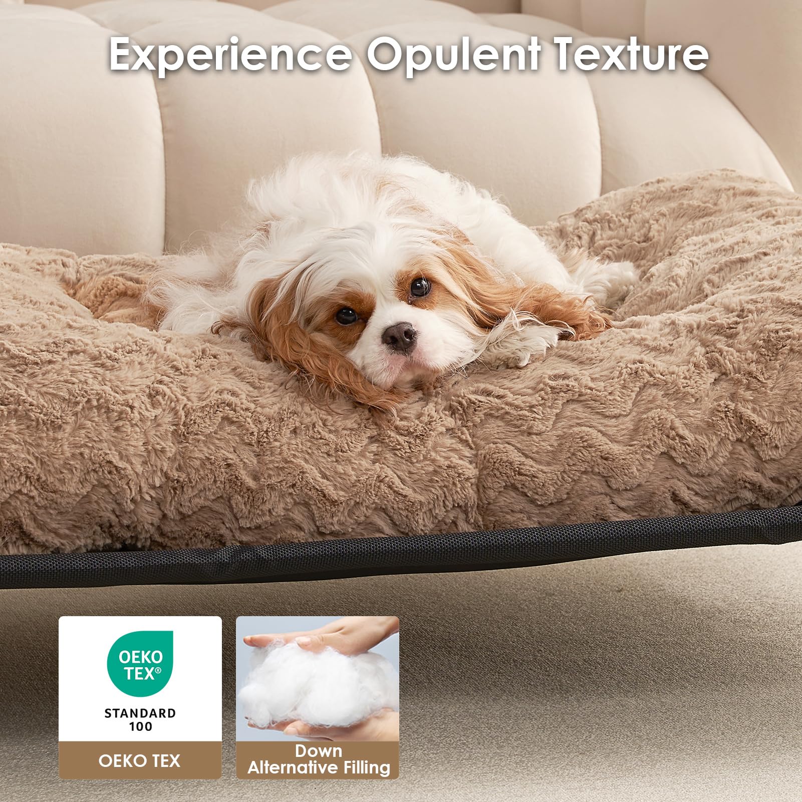 EHEYCIGA camel faux fur close-up; ultra-soft feel for relaxed naps.