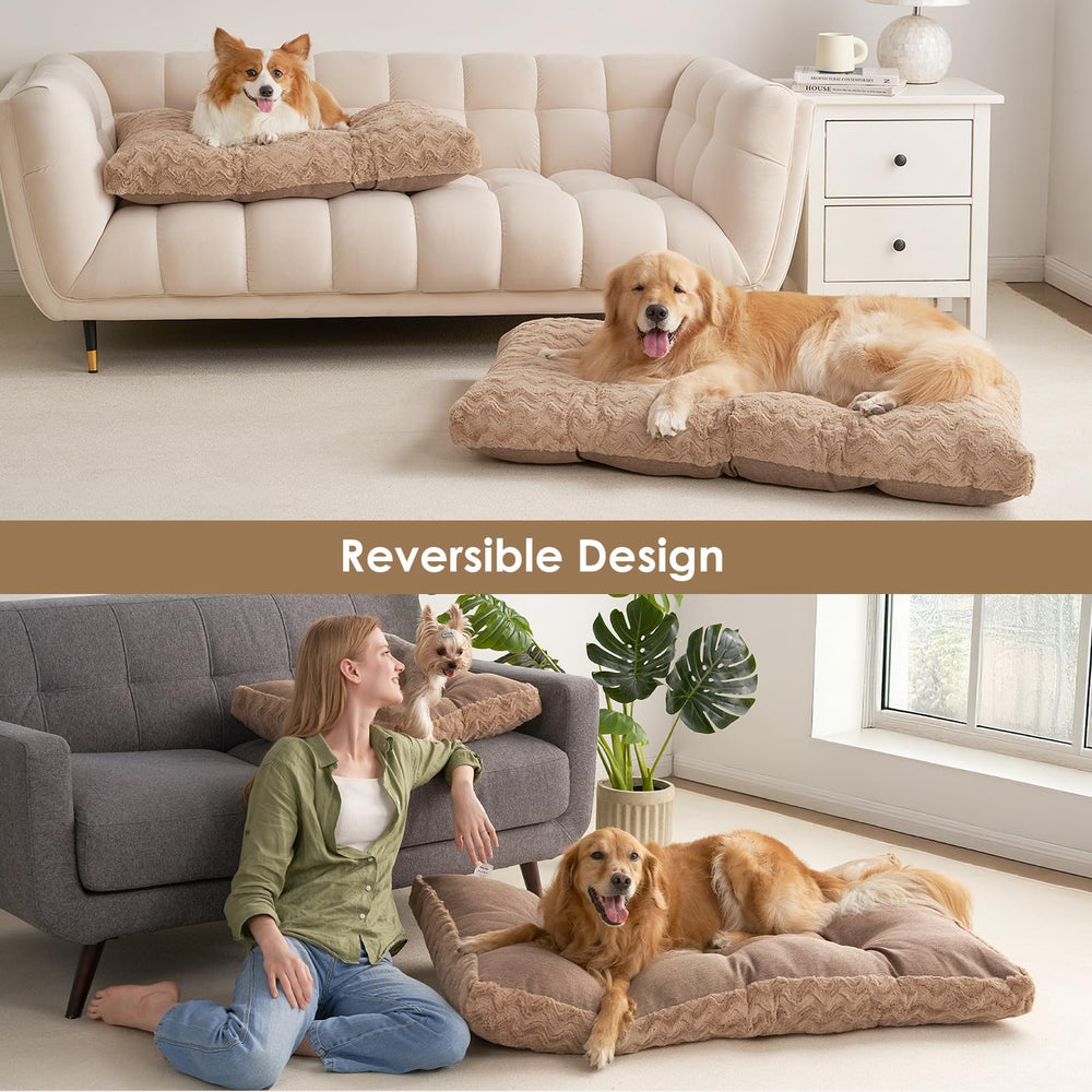 EHEYCIGA camel bed offers breathable spring-summer side for comfort.