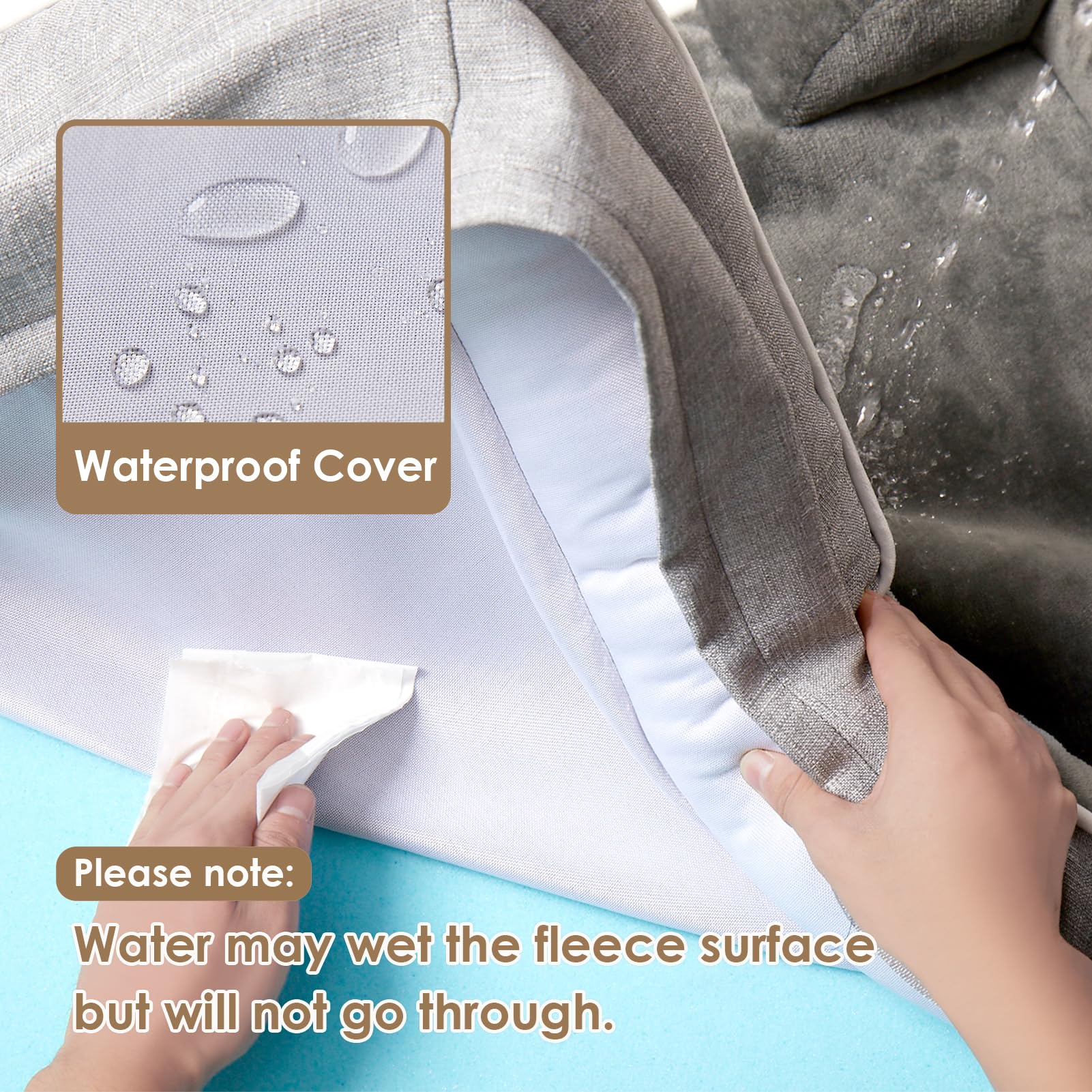 EHEYCIGA waterproof-cover layer dog bed protects from accidents and spills