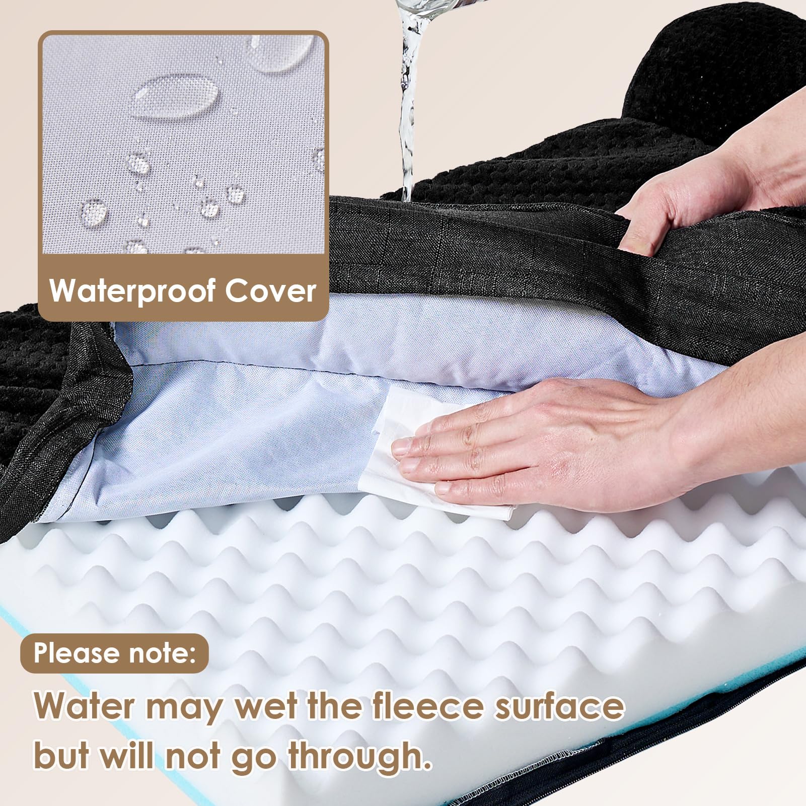 EHEYCIGA waterproof film and faux linen side protect the bed.