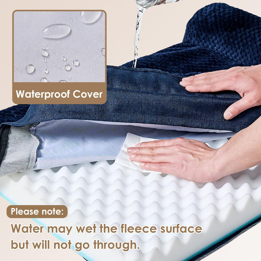 EHEYCIGA waterproof film side protects the bed from accidents and moisture.