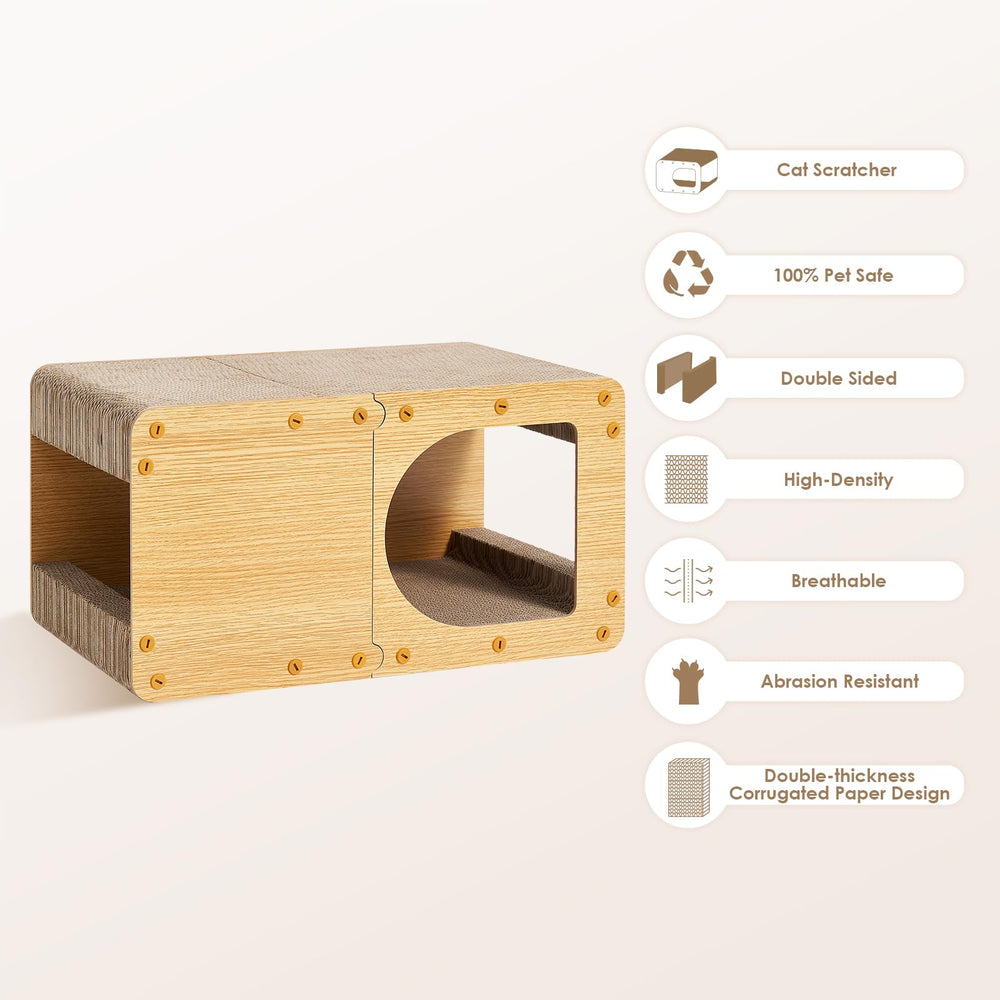 EHEYCIGA XL cat scratcher interior – durable corrugated layers protect furniture while satisfying claws.