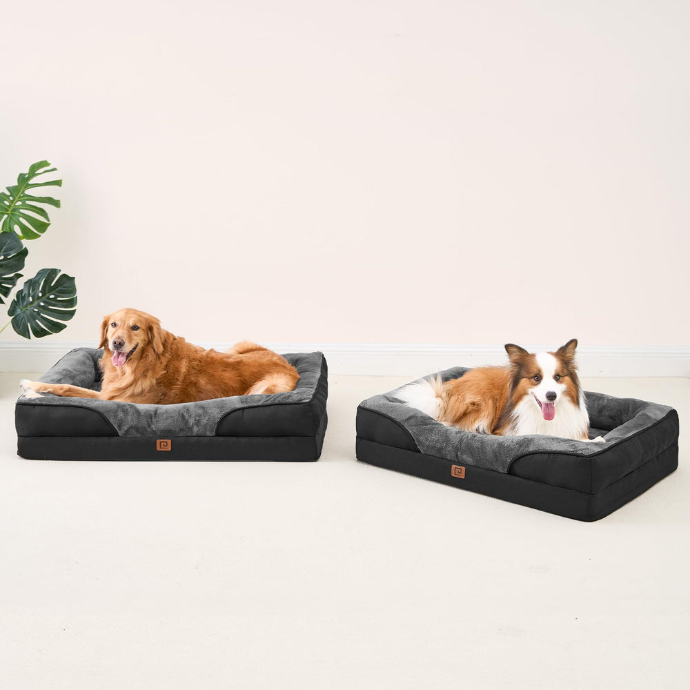 EHEYCIGA XL dog bed 42x30x7-5 inch dimensions illustration for XL dog fit