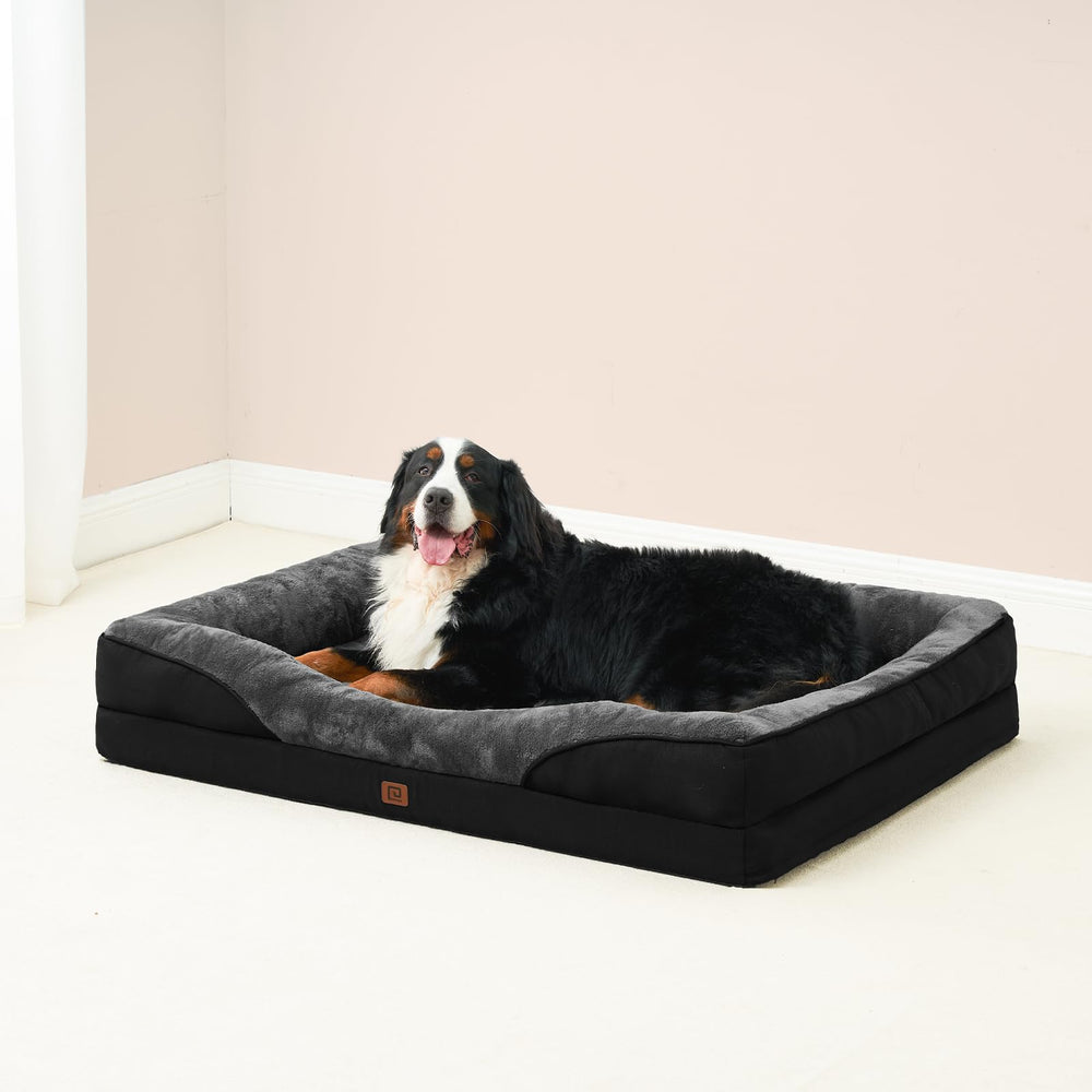 EHEYCIGA XL dog bed color grey black view emphasizing style and practical use
