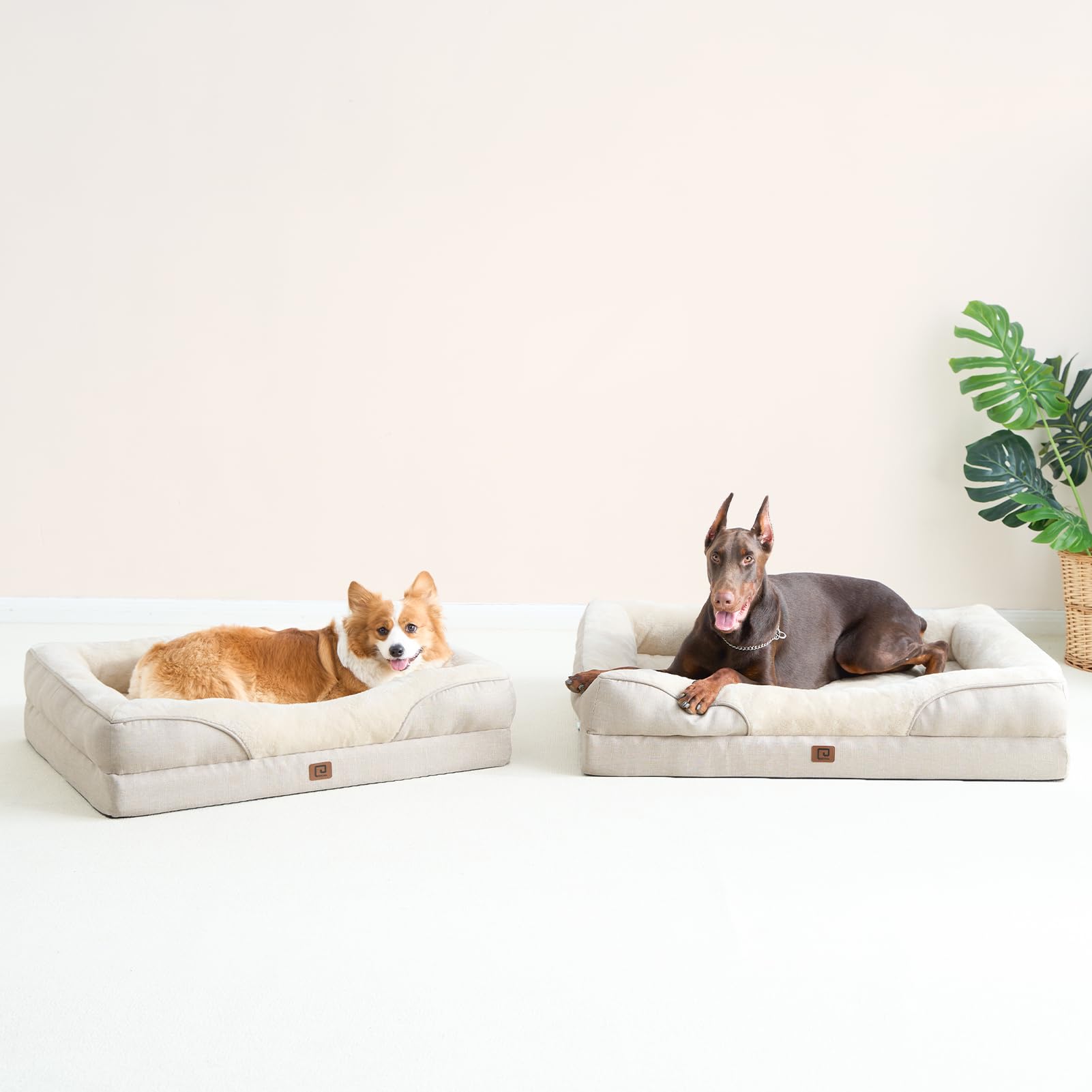 EHEYCIGA XL dog bed faux linen sides showcase stylish, cozy framing