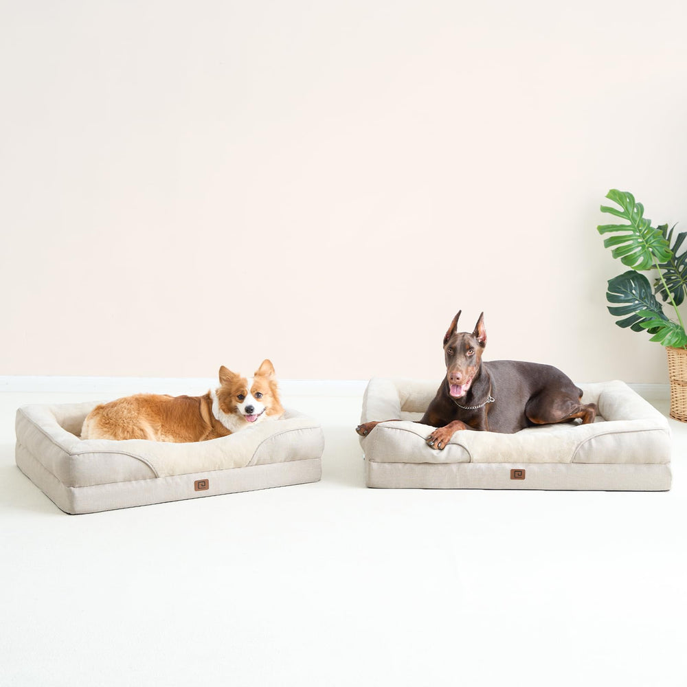 EHEYCIGA XL dog bed faux linen sides showcase stylish, cozy framing