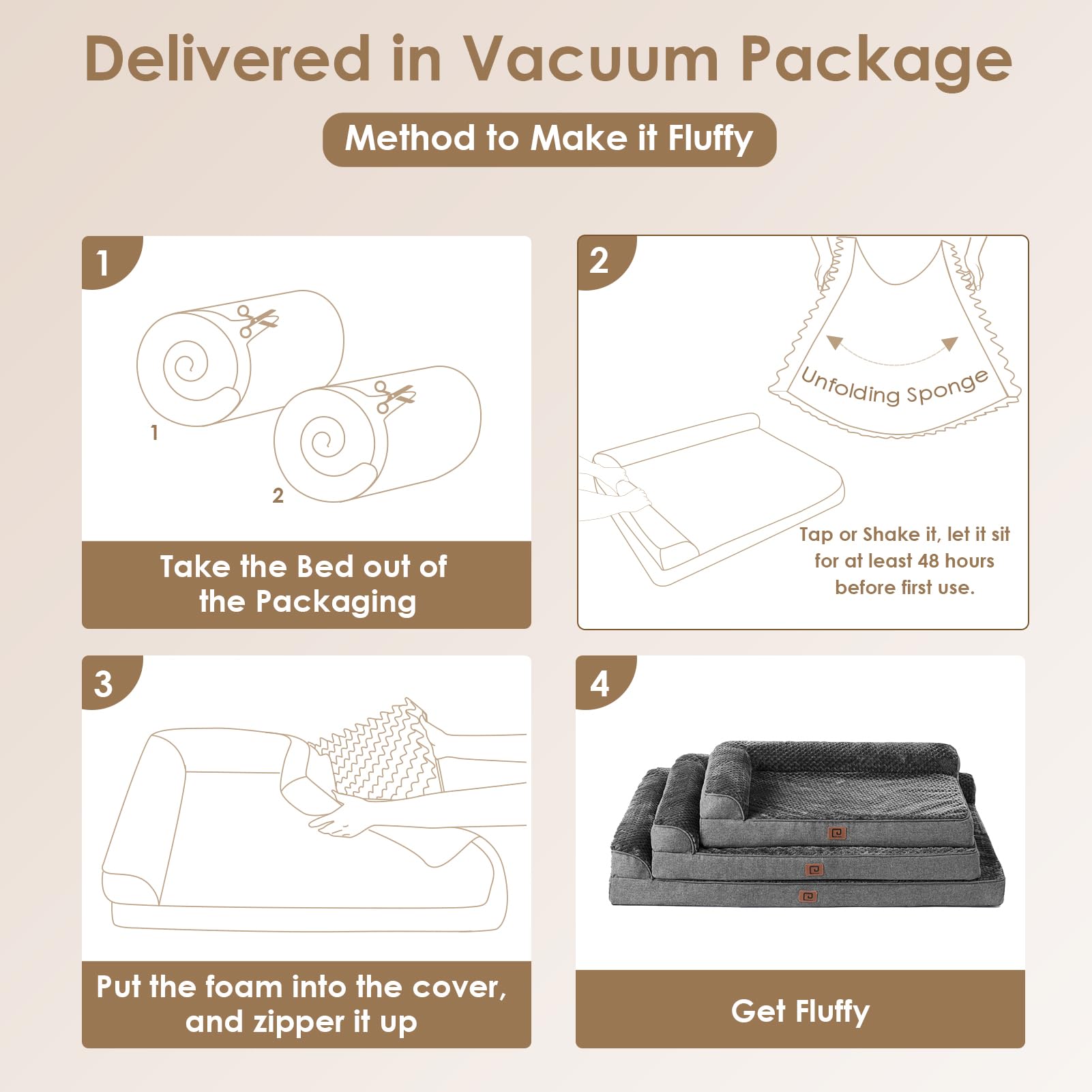 EHEYCIGA XL dog bed includes a removable cover with a zipper for easy cleaning.