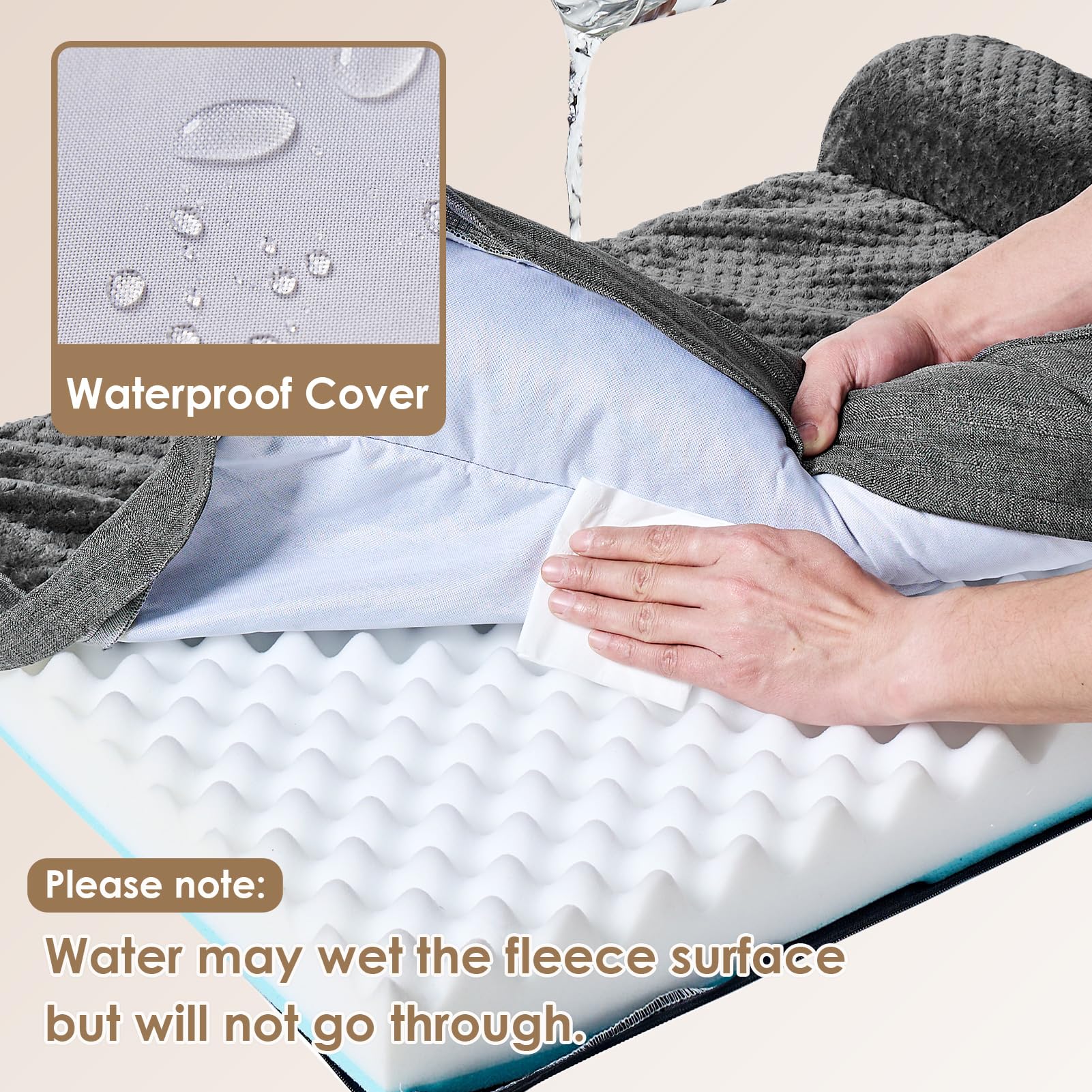 EHEYCIGA XL dog bed uses waterproof film to protect the base and extend durability.