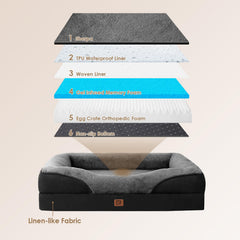 EHEYCIGA XL dog bed waterproof liner close-up highlights dry sleeping surface