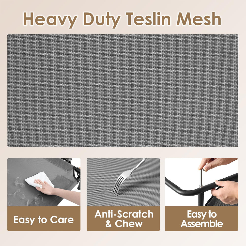 EHEYCIGA XXL dog cot bed anti-slip feet prevent sliding during outdoor use.