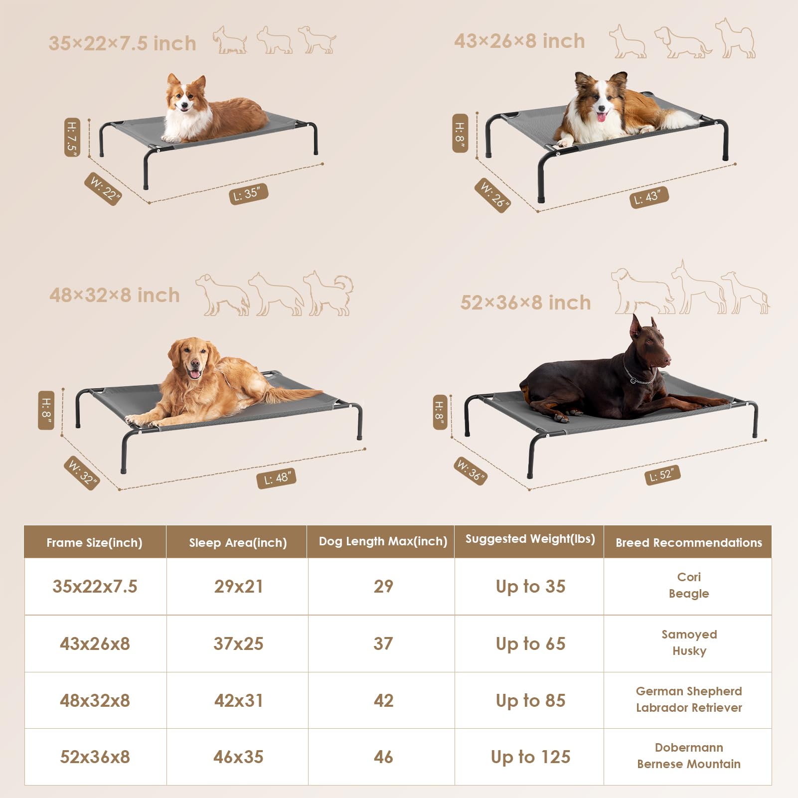 EHEYCIGA XXL dog cot bed outdoor weatherproofing keeps pets comfy in any yard.