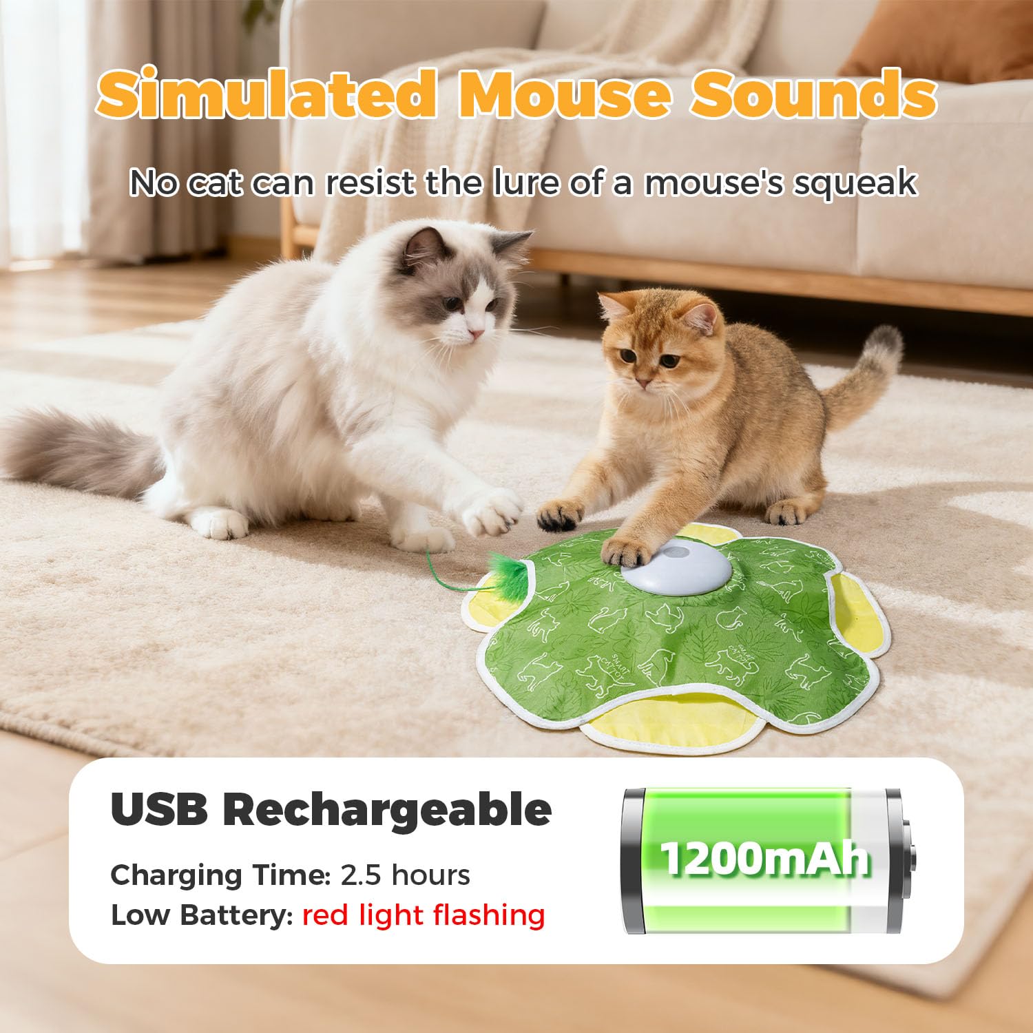 EHWZ motion-activated feather wand cat toy demonstrates dynamic engagement for active cats.