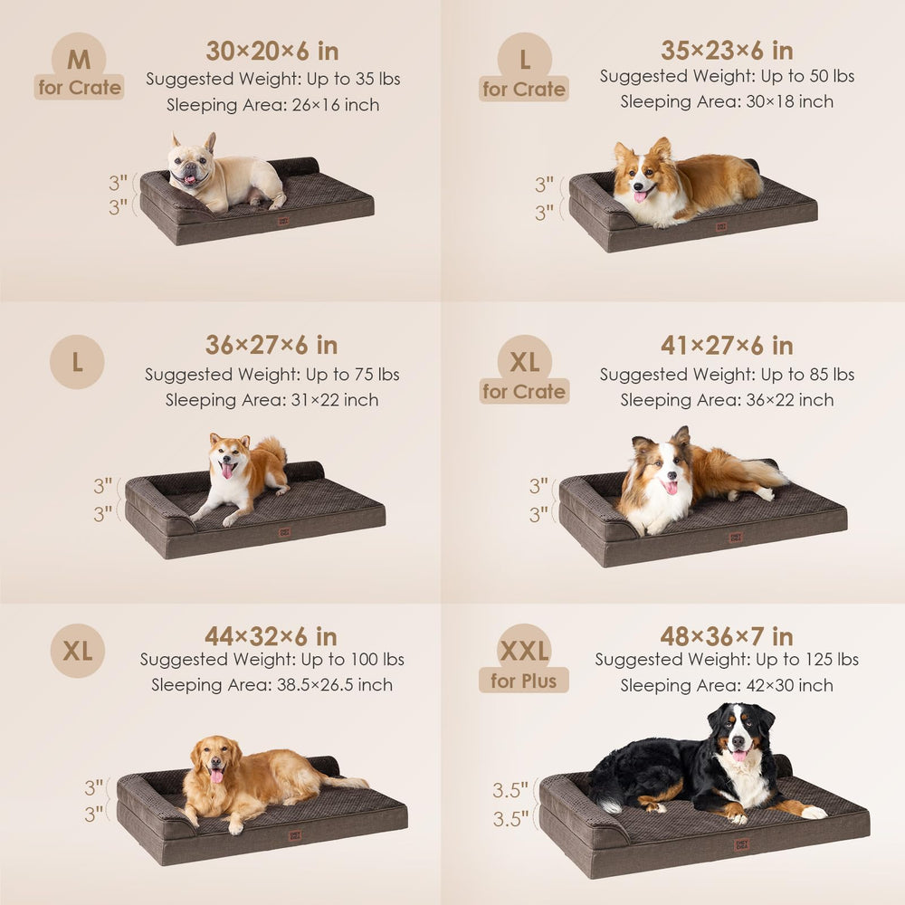 EHEYCIGA orthopedic dog bed in L-shaped design supports neck and head for restful sleep